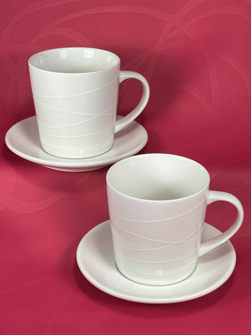 2 tea cup and saucer sets. Starbucks 2004 At Home Collection l